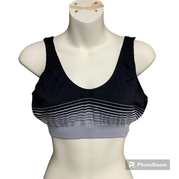 Bali crop top bralette size XL NWT black/gray no tag to bother skin - Picture 1 of 6
